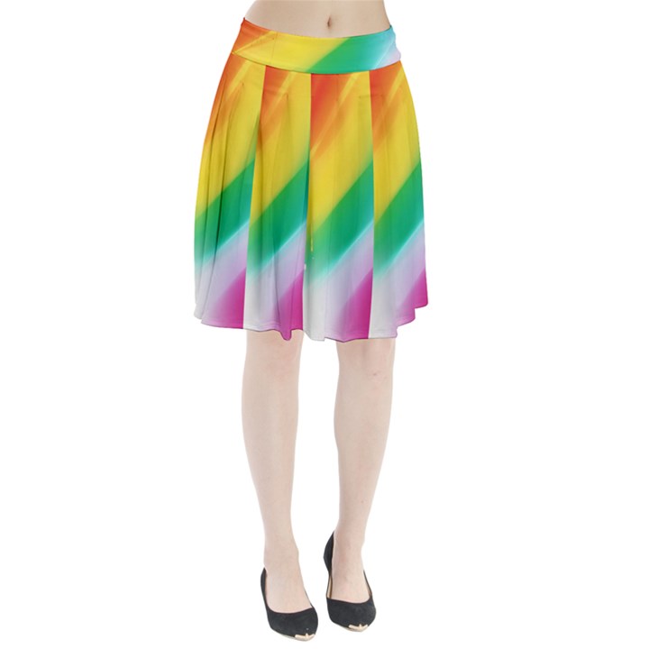 Red Yellow White Pink Green Blue Rainbow Color Mix Pleated Skirt