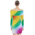 Red Yellow White Pink Green Blue Rainbow Color Mix Long Sleeve Off Shoulder Dress View2