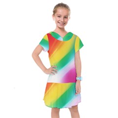 Red Yellow White Pink Green Blue Rainbow Color Mix Kids  Drop Waist Dress by Mariart