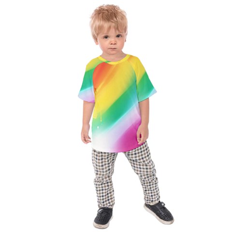 Red Yellow White Pink Green Blue Rainbow Color Mix Kids Raglan Tee by Mariart