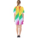 Red Yellow White Pink Green Blue Rainbow Color Mix Sixties Short Sleeve Mini Dress View2