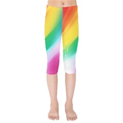 Red Yellow White Pink Green Blue Rainbow Color Mix Kids  Capri Leggings 