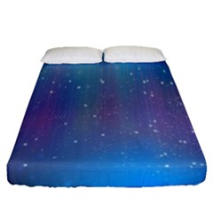 Rain Star Planet Galaxy Blue Sky Purple Blue Fitted Sheet (queen Size)