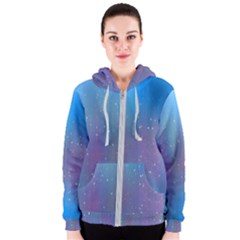 Rain Star Planet Galaxy Blue Sky Purple Blue Women s Zipper Hoodie by Mariart