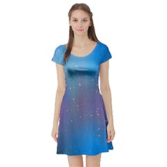 Rain Star Planet Galaxy Blue Sky Purple Blue Short Sleeve Skater Dress by Mariart