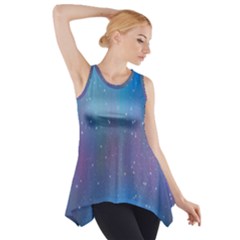 Rain Star Planet Galaxy Blue Sky Purple Blue Side Drop Tank Tunic