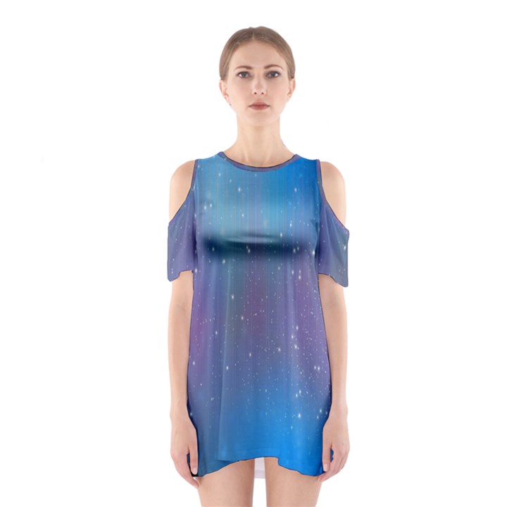 Rain Star Planet Galaxy Blue Sky Purple Blue Shoulder Cutout One Piece