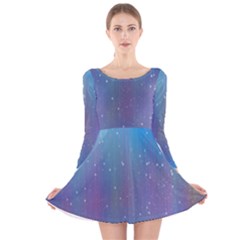 Rain Star Planet Galaxy Blue Sky Purple Blue Long Sleeve Velvet Skater Dress by Mariart