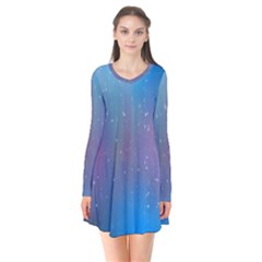 Rain Star Planet Galaxy Blue Sky Purple Blue Flare Dress