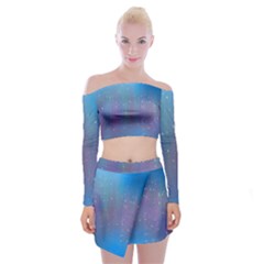 Rain Star Planet Galaxy Blue Sky Purple Blue Off Shoulder Top With Skirt Set by Mariart