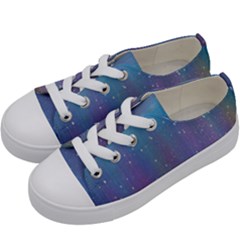 Rain Star Planet Galaxy Blue Sky Purple Blue Kids  Low Top Canvas Sneakers