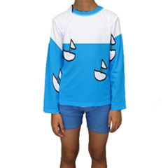 Ship Sea Beack Sun Blue Sky White Water Kids  Long Sleeve Swimwear