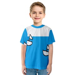 Ship Sea Beack Sun Blue Sky White Water Kids  Sport Mesh Tee