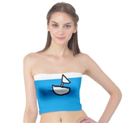 Ship Sea Beack Sun Blue Sky White Water Tube Top by Mariart