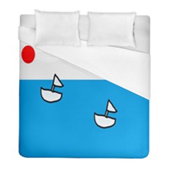 Ship Sea Beack Sun Blue Sky White Water Duvet Cover (full/ Double Size)