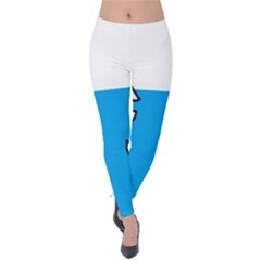 Ship Sea Beack Sun Blue Sky White Water Velvet Leggings by Mariart