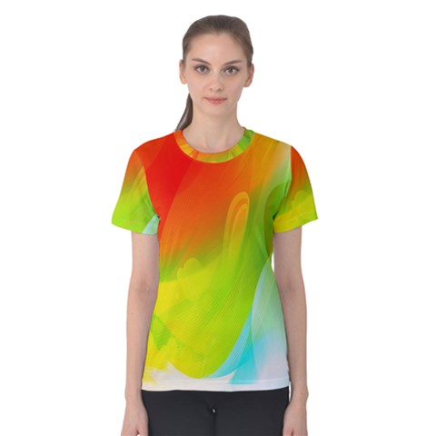 Red Yellow Green Blue Rainbow Color Mix Women s Cotton Tee by Mariart