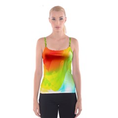 Red Yellow Green Blue Rainbow Color Mix Spaghetti Strap Top