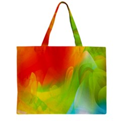 Red Yellow Green Blue Rainbow Color Mix Zipper Mini Tote Bag