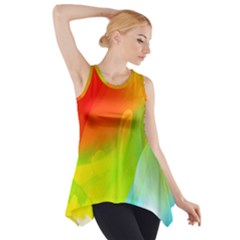 Red Yellow Green Blue Rainbow Color Mix Side Drop Tank Tunic