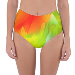 Red Yellow Green Blue Rainbow Color Mix Reversible High-waist Bikini Bottoms