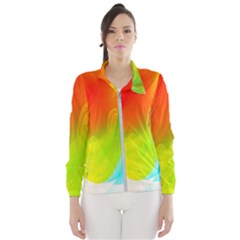 Red Yellow Green Blue Rainbow Color Mix Wind Breaker (women)