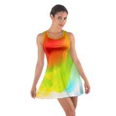 Red Yellow Green Blue Rainbow Color Mix Cotton Racerback Dress