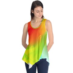 Red Yellow Green Blue Rainbow Color Mix Sleeveless Tunic