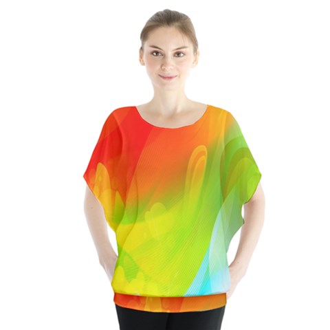 Red Yellow Green Blue Rainbow Color Mix Blouse by Mariart