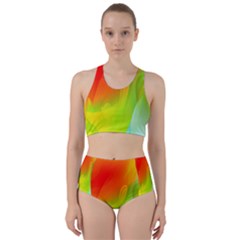 Red Yellow Green Blue Rainbow Color Mix Racer Back Bikini Set