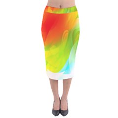 Red Yellow Green Blue Rainbow Color Mix Velvet Midi Pencil Skirt by Mariart