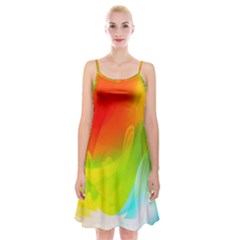 Red Yellow Green Blue Rainbow Color Mix Spaghetti Strap Velvet Dress