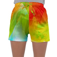 Red Yellow Green Blue Rainbow Color Mix Sleepwear Shorts