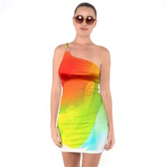 Red Yellow Green Blue Rainbow Color Mix One Soulder Bodycon Dress