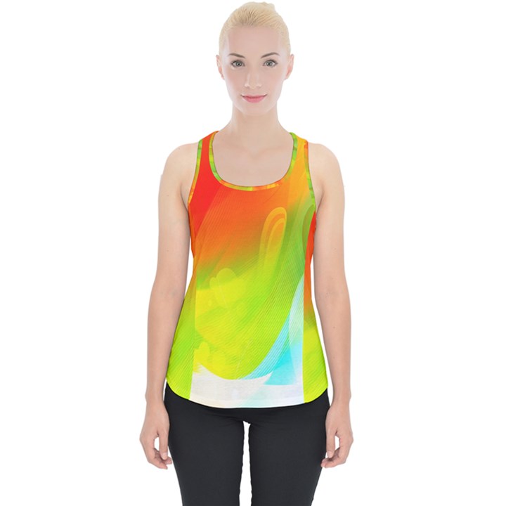 Red Yellow Green Blue Rainbow Color Mix Piece Up Tank Top