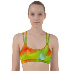 Red Yellow Green Blue Rainbow Color Mix Line Them Up Sports Bra by Mariart