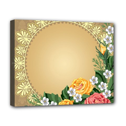 Rose Sunflower Star Floral Flower Frame Green Leaf Deluxe Canvas 20  X 16  