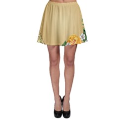 Rose Sunflower Star Floral Flower Frame Green Leaf Skater Skirt by Mariart