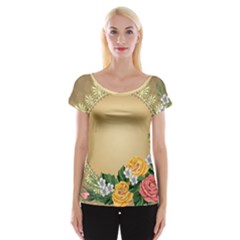 Rose Sunflower Star Floral Flower Frame Green Leaf Cap Sleeve Tops by Mariart