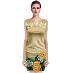 Rose Sunflower Star Floral Flower Frame Green Leaf Classic Sleeveless Midi Dress