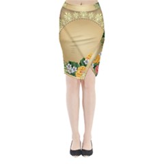 Rose Sunflower Star Floral Flower Frame Green Leaf Midi Wrap Pencil Skirt by Mariart