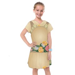 Rose Sunflower Star Floral Flower Frame Green Leaf Kids  Drop Waist Dress