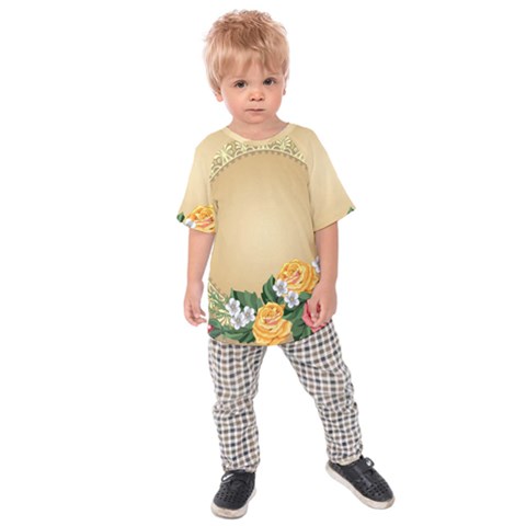 Rose Sunflower Star Floral Flower Frame Green Leaf Kids Raglan Tee by Mariart