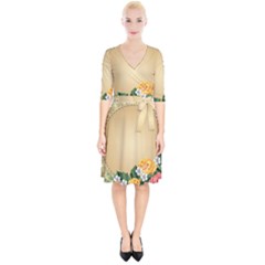 Rose Sunflower Star Floral Flower Frame Green Leaf Wrap Up Cocktail Dress