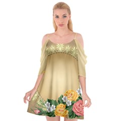 Rose Sunflower Star Floral Flower Frame Green Leaf Cutout Spaghetti Strap Chiffon Dress