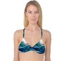 Sea Wave Waves Beach Water Blue Sky Reversible Tri Bikini Top View3