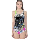 Spot Paint Pink Black Green Yellow Blue Sexy One Piece Swimsuit View1