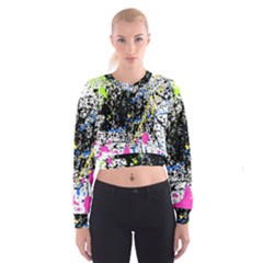 Spot Paint Pink Black Green Yellow Blue Sexy Cropped Sweatshirt