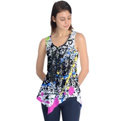 Spot Paint Pink Black Green Yellow Blue Sexy Sleeveless Tunic