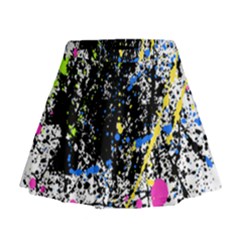 Spot Paint Pink Black Green Yellow Blue Sexy Mini Flare Skirt